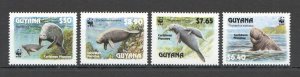 B0175 1993 Guyana Wwf Sea Animals Caribbean Manatee #4081-4084 Set Mnh