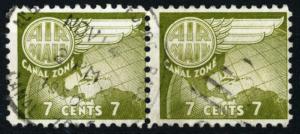 Canal Zone - SC #C28 - Used Pair- 1958 - Item CZ064