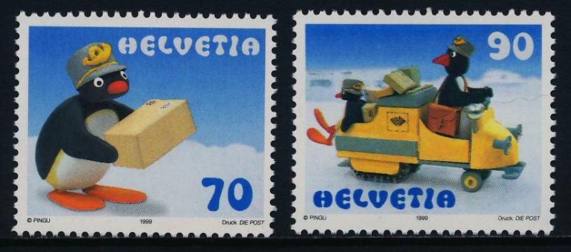 Switzerland 1064-5 MNH Pingu the Penguin as Postman