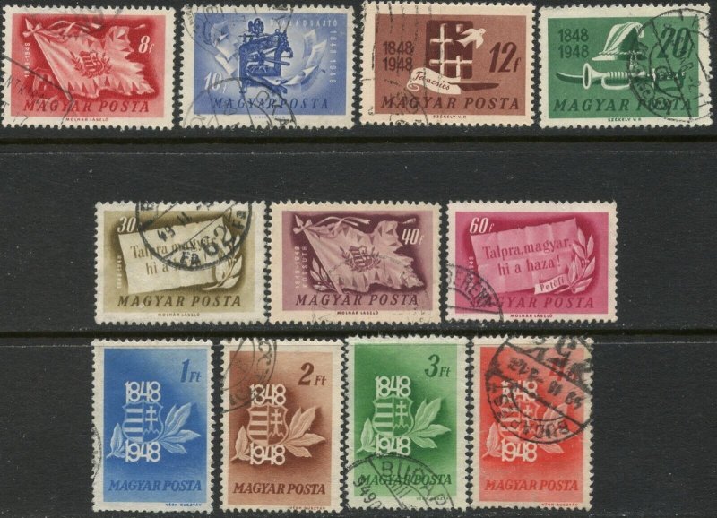 HUNGARY Sc#829-839 1948 War for Independence Complete Set Used (ab)