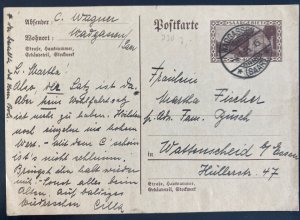 1935 Wadgassen Saar Germany Postal Stationery Postcard Cover To Essen