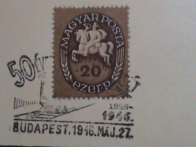 ​HUNGARY-1946- 76 YEARS OLD- STAMP PROOF CARD WITH STAMP-VF-HARD TO FIND