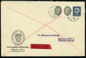 Germany Munich to Berlin Commercial Cover Official Postage 1936 Deutsches Reich