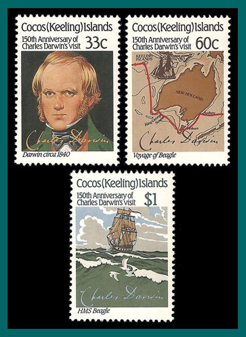 Cocos 1986 Charles Darwin, MNH  #152-154,SG152-SG154