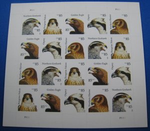 UNITED STATES 2012  -  #4608-4612  -  BIRDS OF PREY MINI SHEET OF 20  MNH   (js)