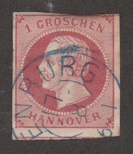 *KAPPYSSTAMP 122317-37 GERMAN STATES HANOVER SC0TT 19B  USED CARMINE  RETAIL $33