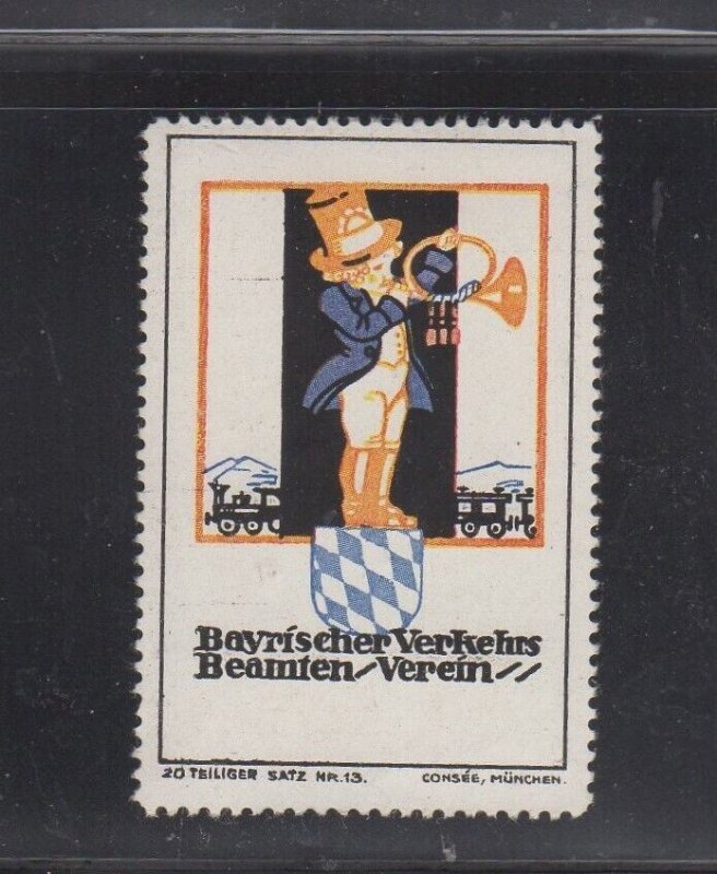 Pair of  Bavarian Traffic Officials Association Advertising Stamps - MH OG 