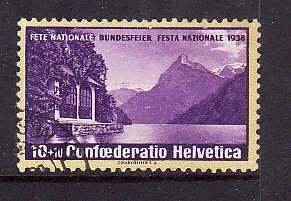 Switzerland-Sc#B90- id5-used semi-postal set-Tell Chapel-1938-