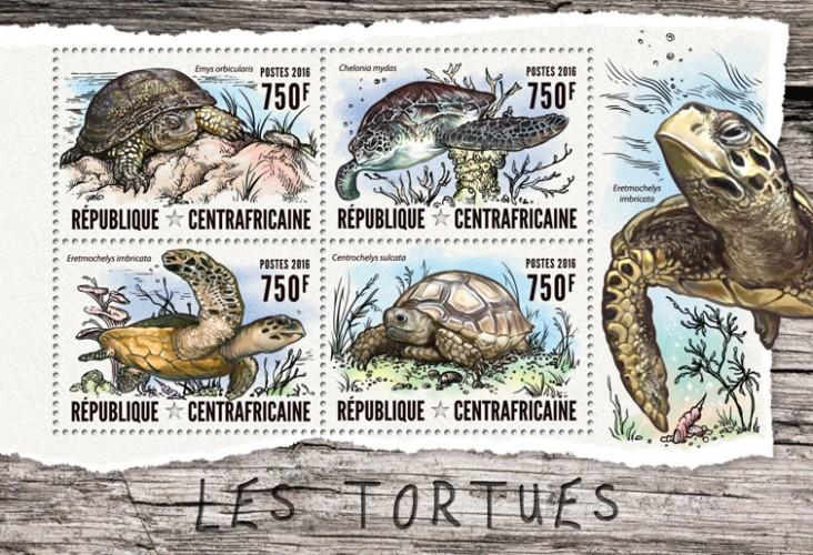 CENTRAFRICAINE 2016 SHEET TURTLES MARINE LIFE REPTILES