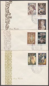 POLAND Sc # 1772-8 SET of 3 FDC of 7 DIFF - TAPESTRIES IN WAWEL CASTLE