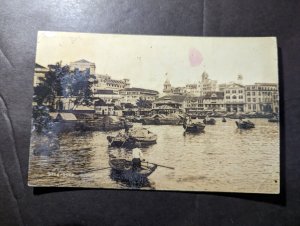 1931 British Straits Settlements RPPC Postcard Cover Singapore to Badoeng Java