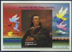 Belize/British Honduras 1985, J.J. Audubon s/s, MNH