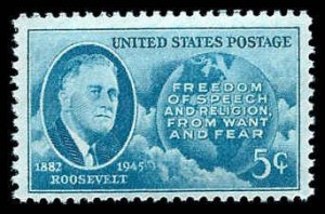 PCBstamps   US # 933 5c FDR & Globe, MNH, (16)