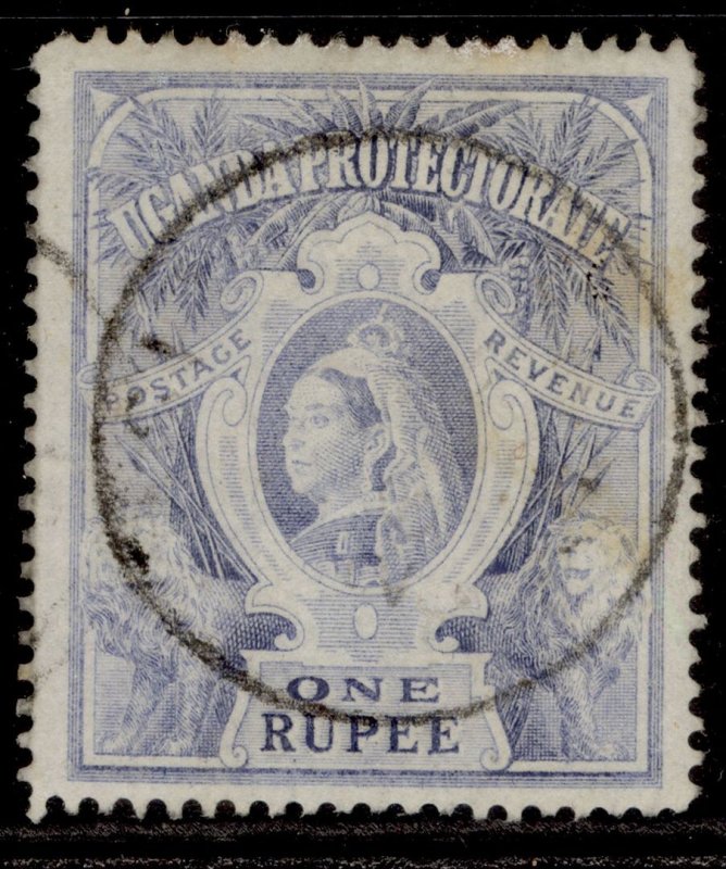 UGANDA QV SG90, 1r dull blue, USED. Cat £70. CDS pmk