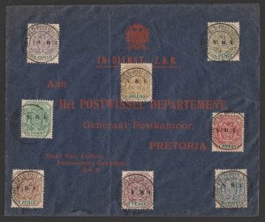 TRANSVAAL 1901 use of dark blue Money Order Dept envelope.