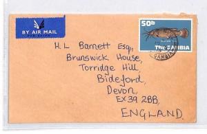 GAMBIA Cover *Banjul* Commercial Air Mail CATFISH GB Bideford 1975 BQ53