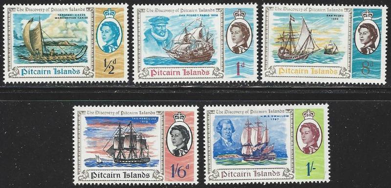 Pitcairn Islands #67-71 MNH Full Set of 5 Sailing Ships