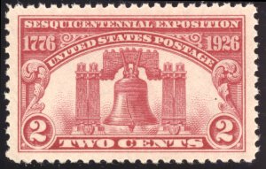 US 627 Sesquicentennial Exposition 2c 1926 Liberty Bell PSAG grade 98J NH