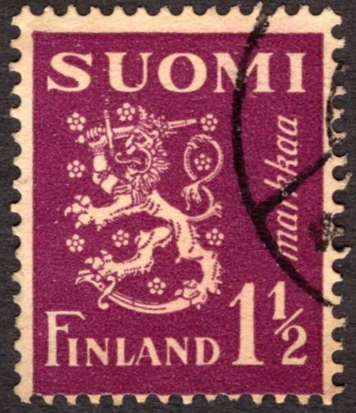 1930, Finland 1 1/2mk, Used, Sc 169