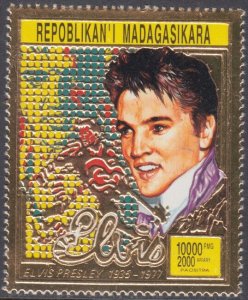 MALAGASY REPUBLIC Sc # 1244A CPL MNH ELVIS - THE KING. GOLD EMBOSSED