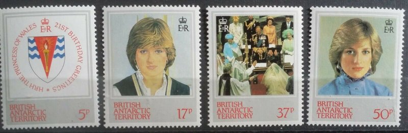 British Antarctic Territory 1982 Princess Diana 21st Birthday MNH Stamp Set  