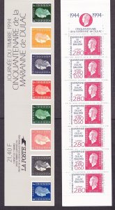 France 2409a MNH (2408-09) 1994 Stamp Day Un-Folded Complete Booklet Scv $25.00