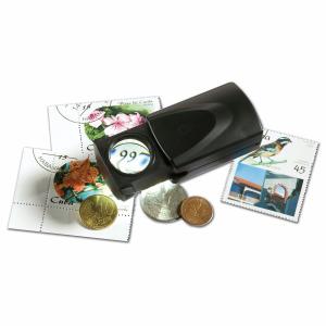 LED PULL-OUT MAGNIFIER 20X FOR STAMPS, COINS, BANKNOTES, HOBBIES, ETC.