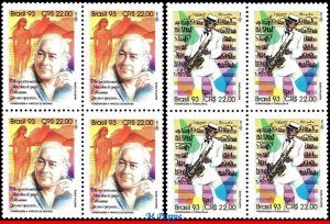 2425-26 BRAZIL 1993 VINICIUS AND PIXINGUINHA, COMPOSERS, MI# 2550-51, BLOCK MNH