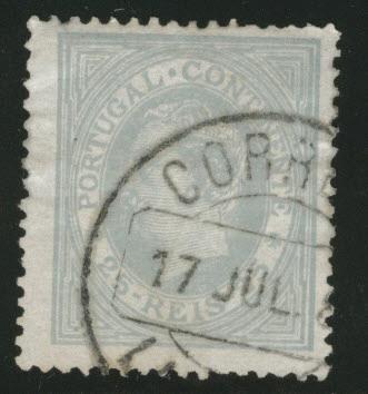 Portugal Scott 53 Bluish gray King Luiz 25 Reis CV $29 1880