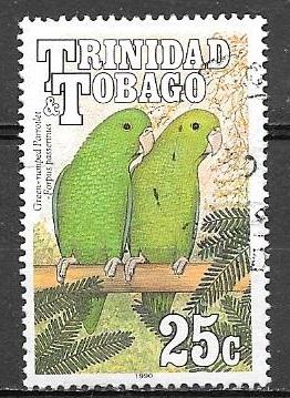 Trinidad and Tobago 1990 25 cents Parrots, used, Scott #510