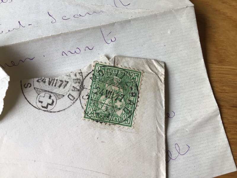 Switzerland 1877 letter and damaged   stamps cover  Ref 55756