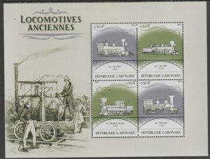 GABON - 2016 - Early Locomotives - Perf 4v Sheet #2 - MNH - Private Issue