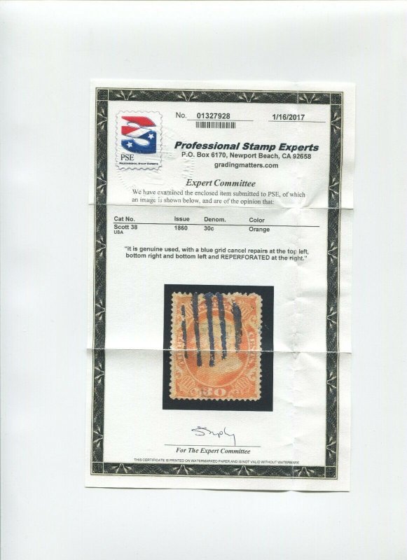 38 Franklin Used Stamp with PSE Cert XF APP (Bz 214)