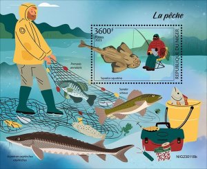 NIGER - 2023 - Fishing - Perf Souv Sheet - Mint Never Hinged