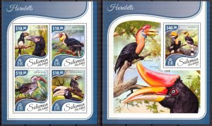 Solomon Islands 2017 Birds Hornbills sheet +S/S MNH