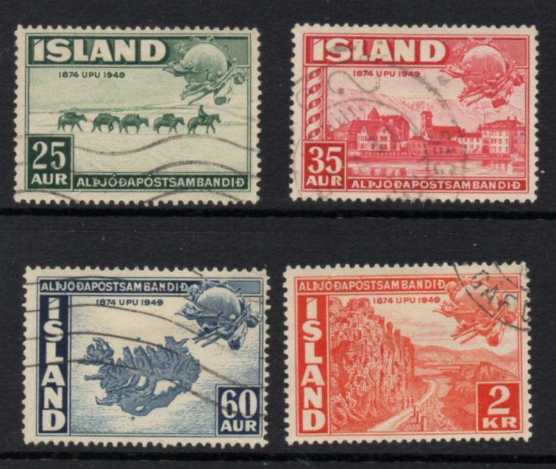 Iceland Sc 253-6 1949 UPU stamp set used