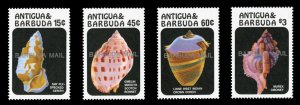 Barbuda #813-816 Cat$42.25, 1986 Shells, set of four, never hinged