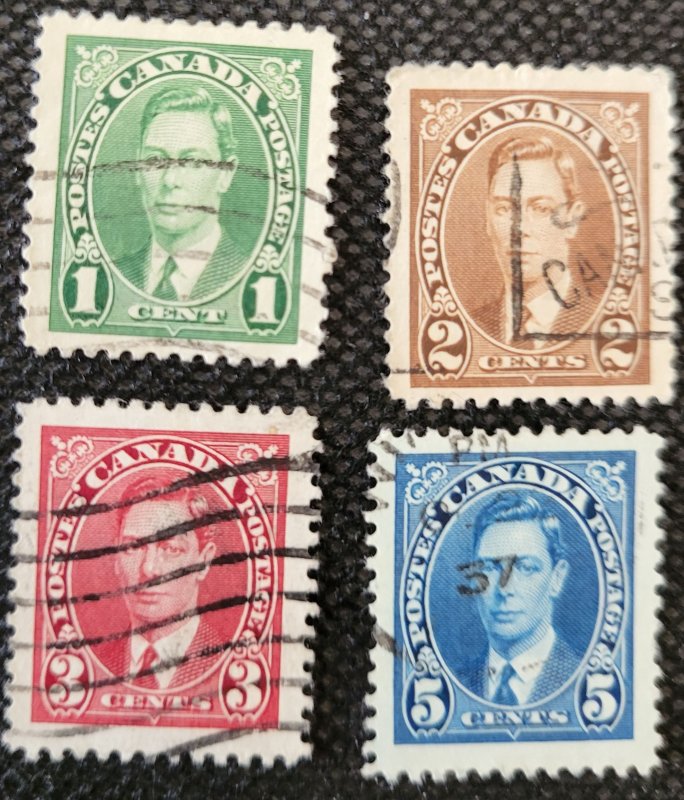 Canada, 1937, George VI, short set of 4, #231-33,235, SCV$1.00