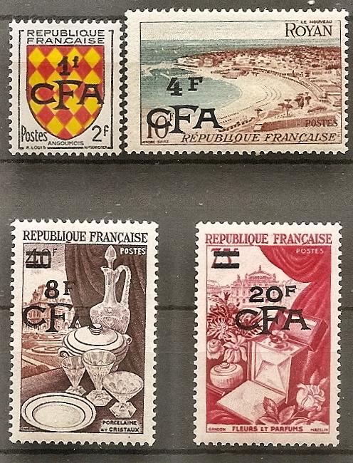 Reunion 301-4 Mint OG 1954 France Surcharges