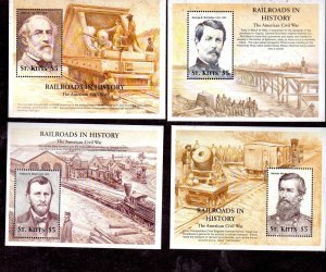 ST. KITTS #480-483 2001 RAILRAODS IN HISTORY MINT VF NH O.G S/S