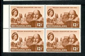 BECHUANALAND 1964 SHAKESPEARE Issue Scott No. 197 BLOCK OF 4 Mint NH