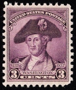 US 708 MNH VF 3 Cent Washington-Deep Violet