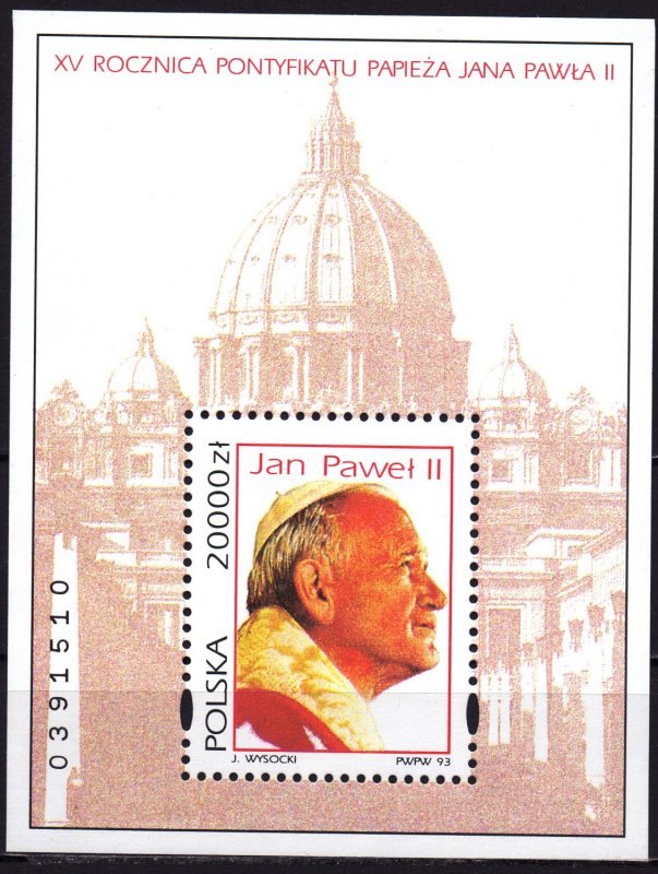 Poland. 1993. bl123. Pope paul 2. MNH.