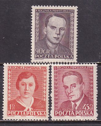 Poland 1952 Sc 534-5, B63 Pawel Finder Malgorzata Fornalska Nowotko Stamp MNH