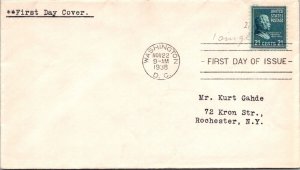 FDC 1938 SC #826 No Cachet - Washington DC - Single - F70746