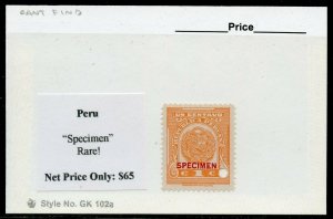 PERU 1c SPECIMEN MINT NEVER HINGED