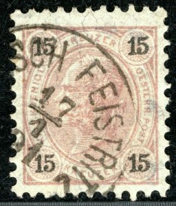 SLOVENIA? Postmark AUSTRIA Stamp 15kr Superb *FEISTRITZ* Bi-Lingual CDS BLACK143
