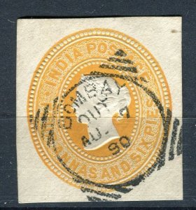 INDIA; 1880s classic QV 4a. 6p. fine POSTMARK Stationary Piece, Bombay