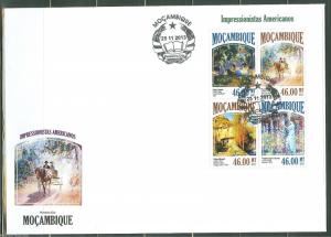 MOZAMBIQUE 2013 AMERICAN IMPRESSIONIST PAINTERS GARBER METCALF SAWYLER FDC