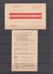 US POSTAL CARD OFFICIAL ELECTION WAR BALLOT VIA AIR MAIL UNUSED Card